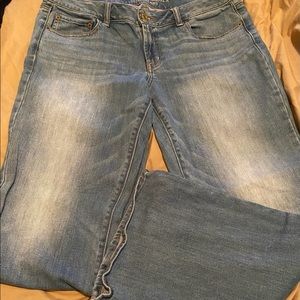 Never worn stonewashed wide leg stretch jeans